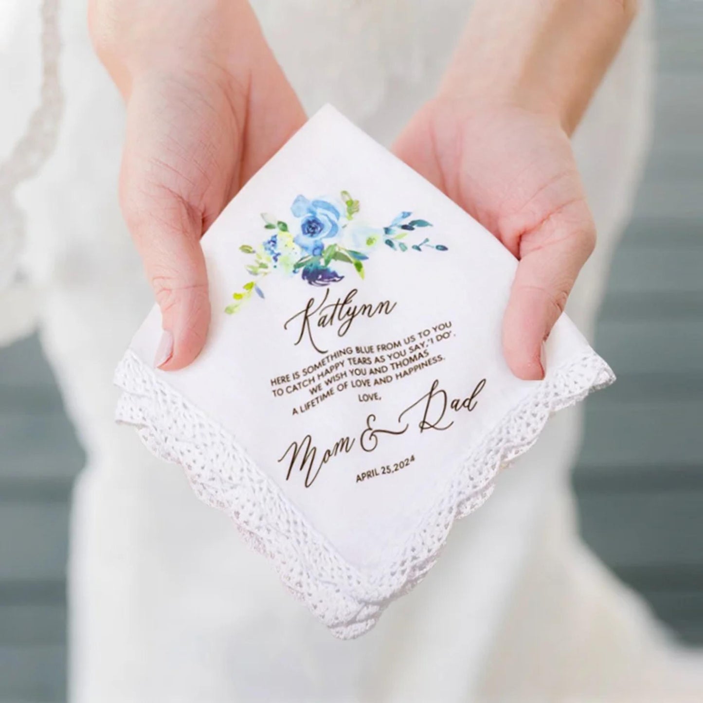 Personalized Floral Wedding Handkerchief