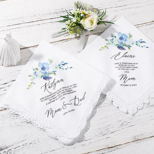 Personalized Floral Wedding Handkerchief