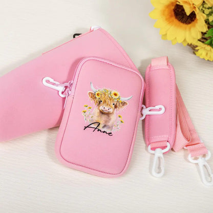 Sunflower Highland Cow Tumbler Carrier Bag
