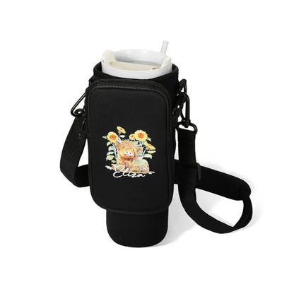 Sunflower Highland Cow Tumbler Carrier Bag