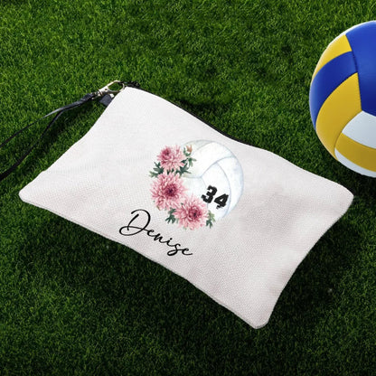Custom Volleyball Linen Cosmetic Bag