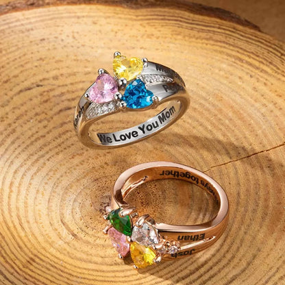 Personalized Multiple Name & Birthstone Ring