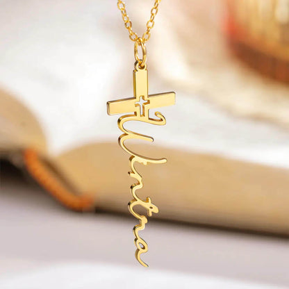 Custom Cross Name Necklace