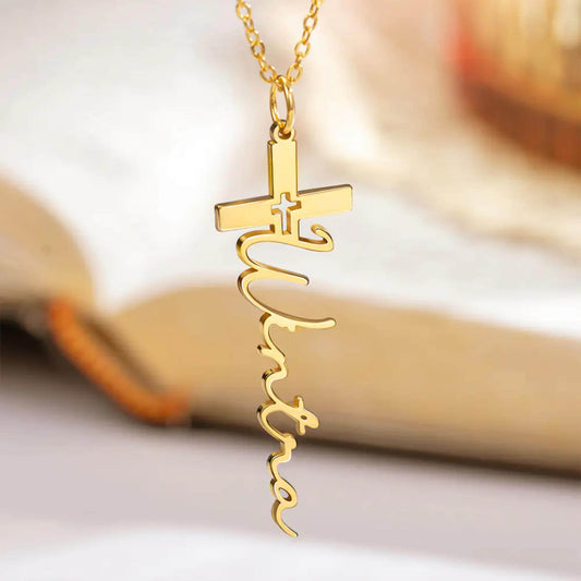 Custom Cross Name Necklace
