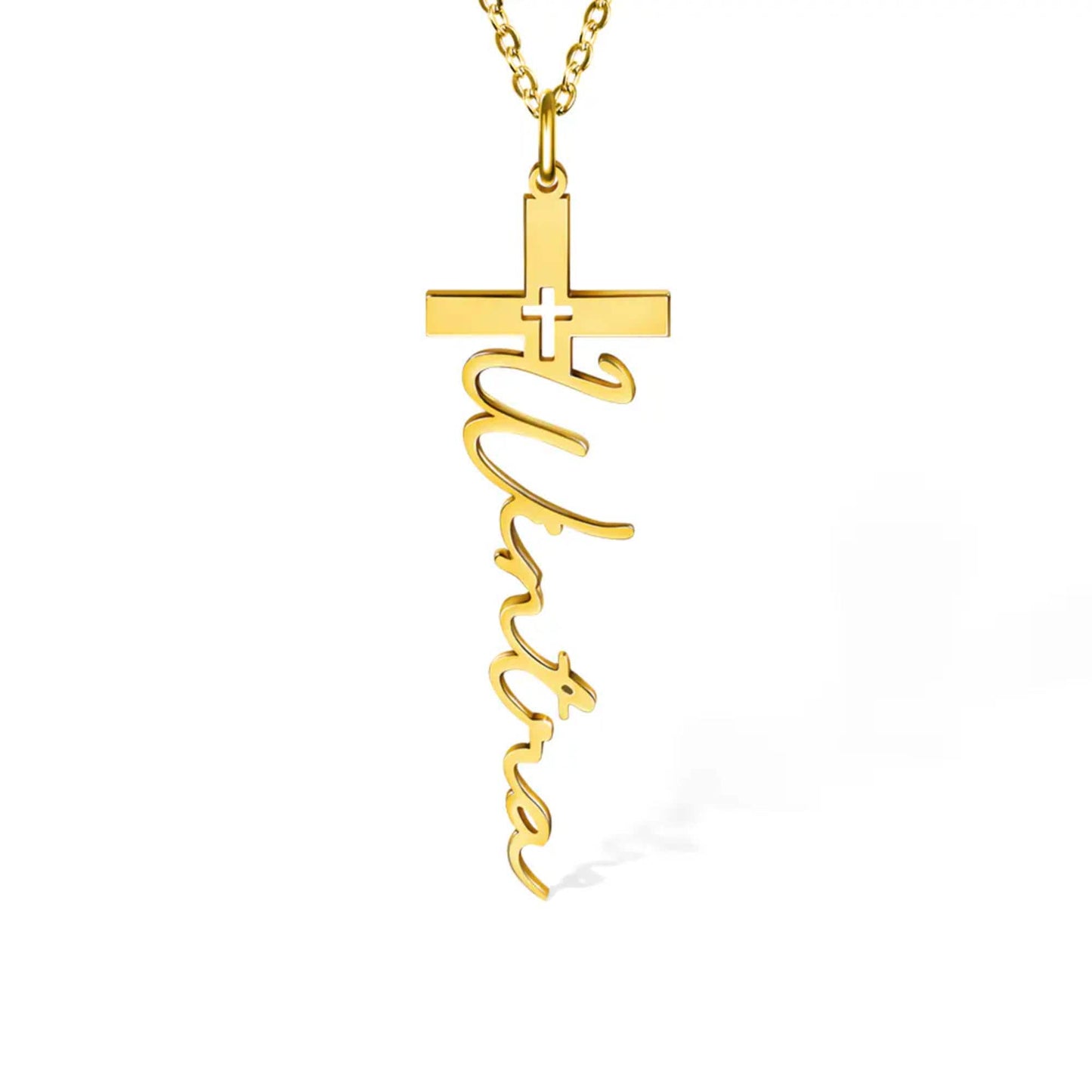 Custom Cross Name Necklace