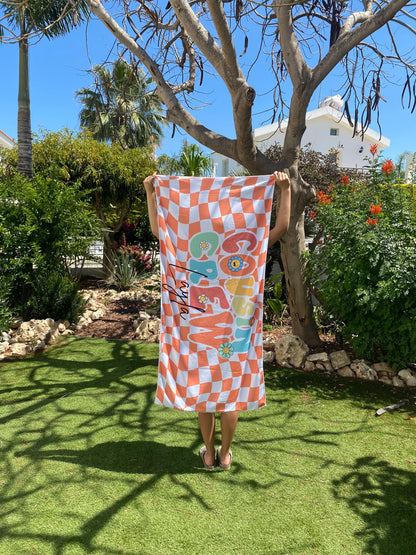 Custom Name Cousin Crew Microfiber Beach Towel