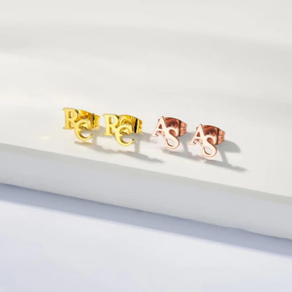 Tiny Two Letters Stud Earrings