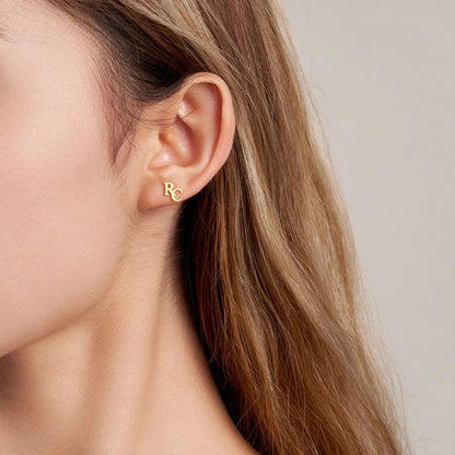 Tiny Two Letters Stud Earrings