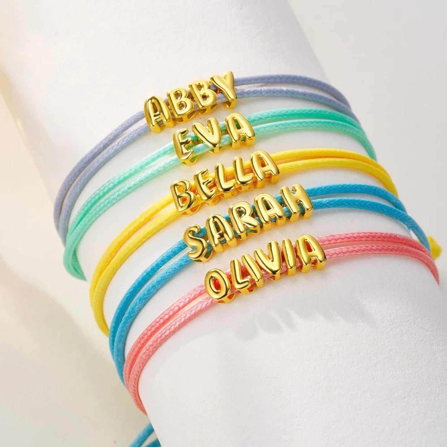 Personalized 3D Bubble Letter Cord Bracelet