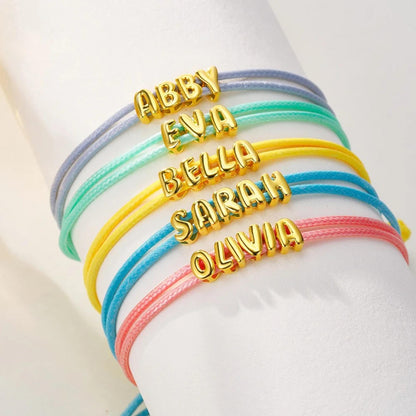 Personalized 3D Bubble Letter Cord Bracelet