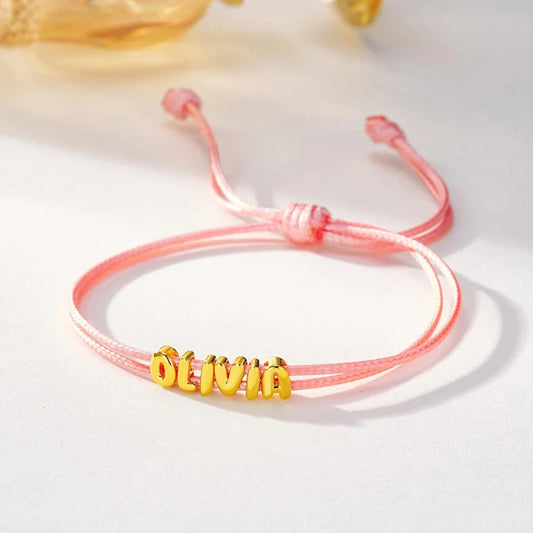 Personalized 3D Bubble Letter Cord Bracelet