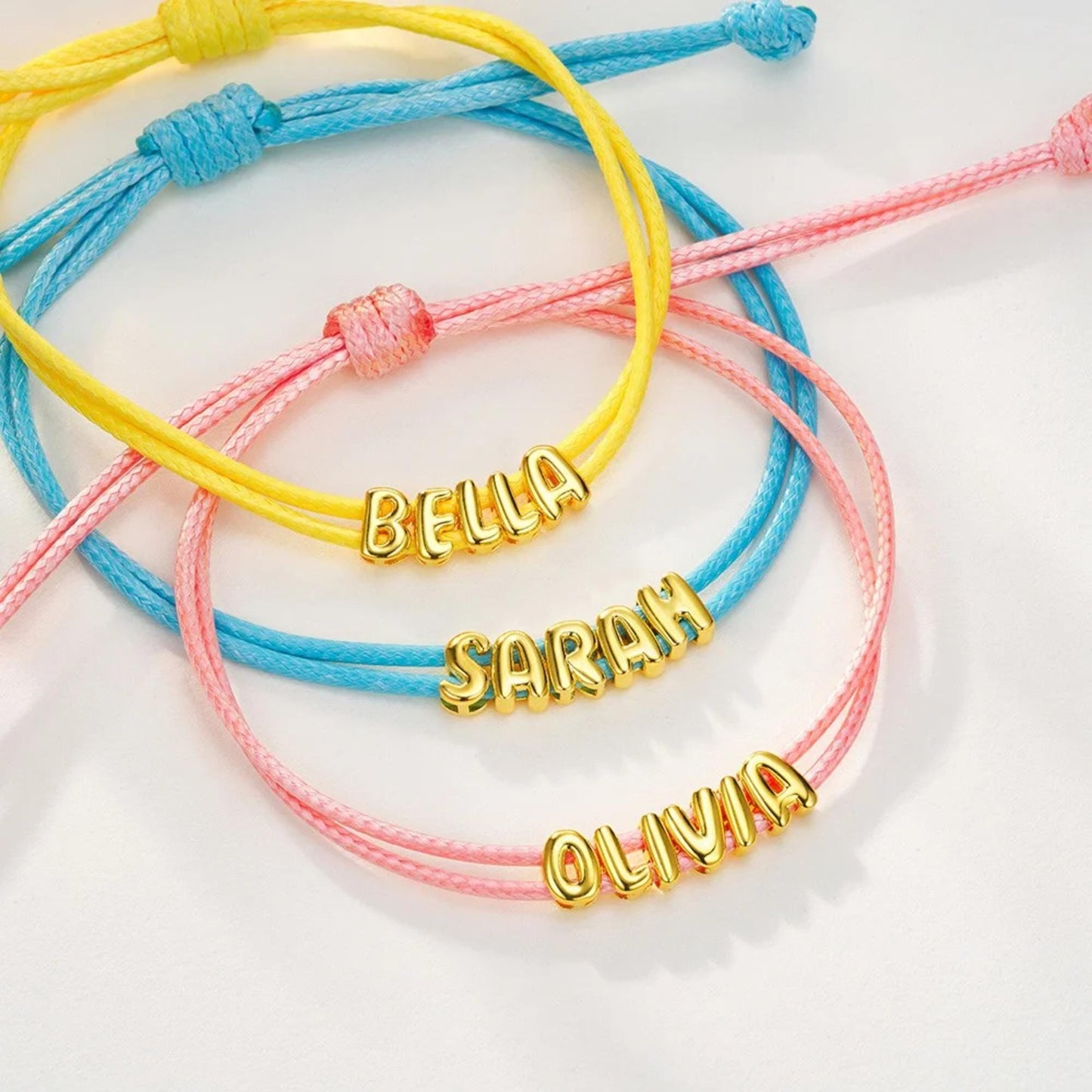 Personalized 3D Bubble Letter Cord Bracelet