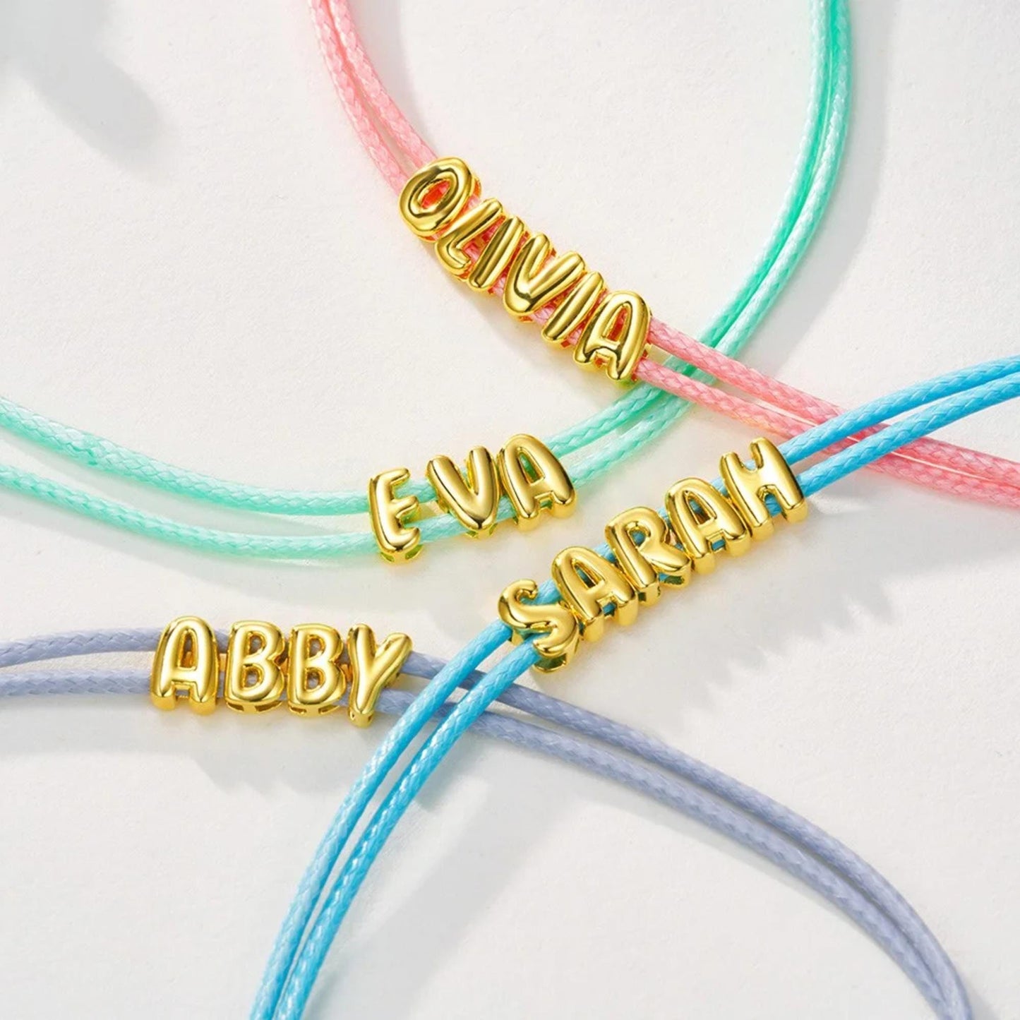 Personalized 3D Bubble Letter Cord Bracelet