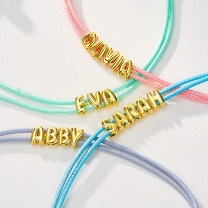 Personalized 3D Bubble Letter Cord Bracelet