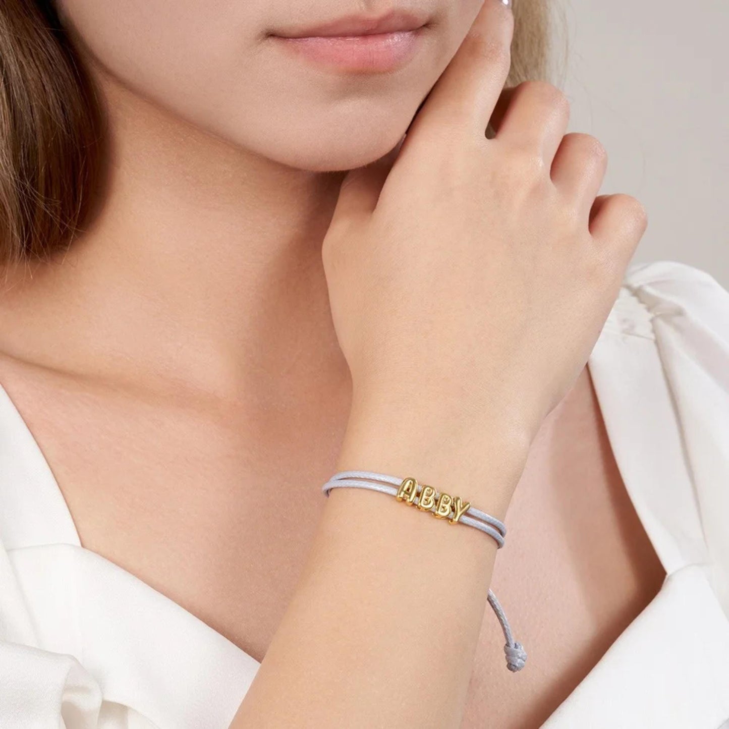 Personalized 3D Bubble Letter Cord Bracelet