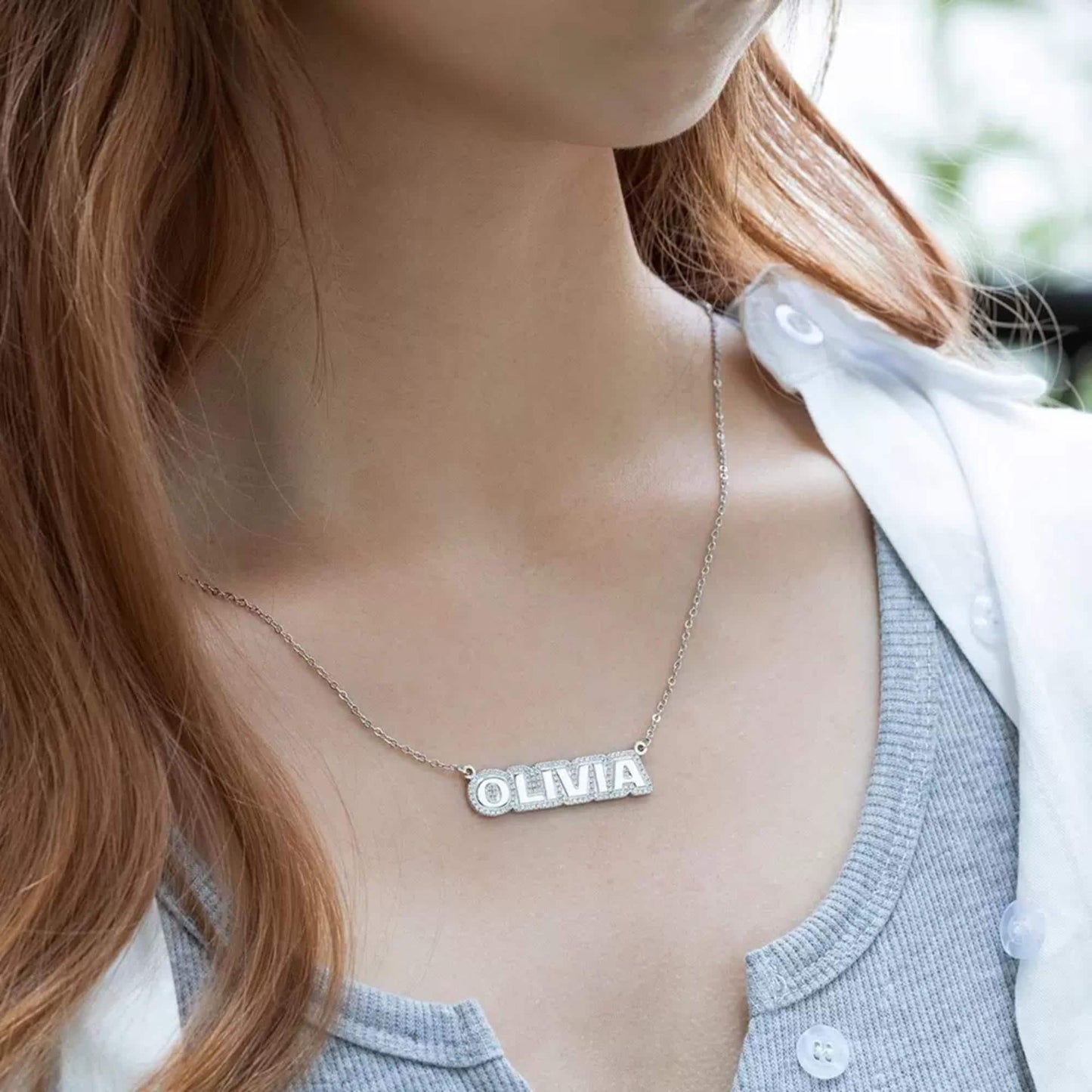 Personalized Name Necklace with Zirconia Detailing