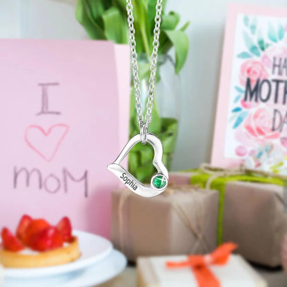 Personalized Birthstone Interlocking Hearts Necklace
