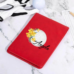 Personalisierter Golf-Scorekartenhalter mit Geburtsblume