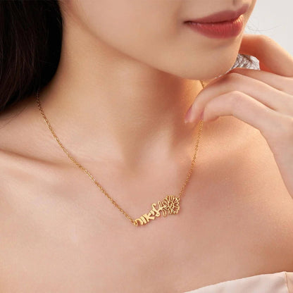 Custom Hebrew Name Necklace with Birth Flower