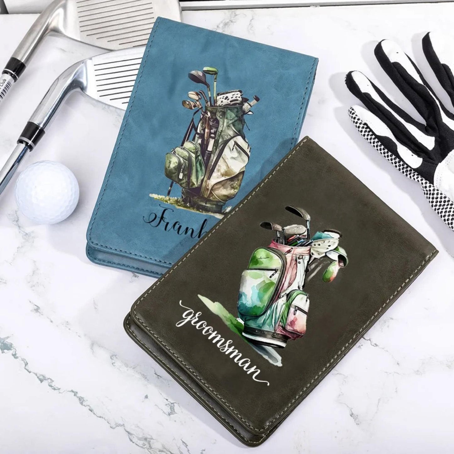 Custom PU Leather Golf Themed Design Scorecard Holder