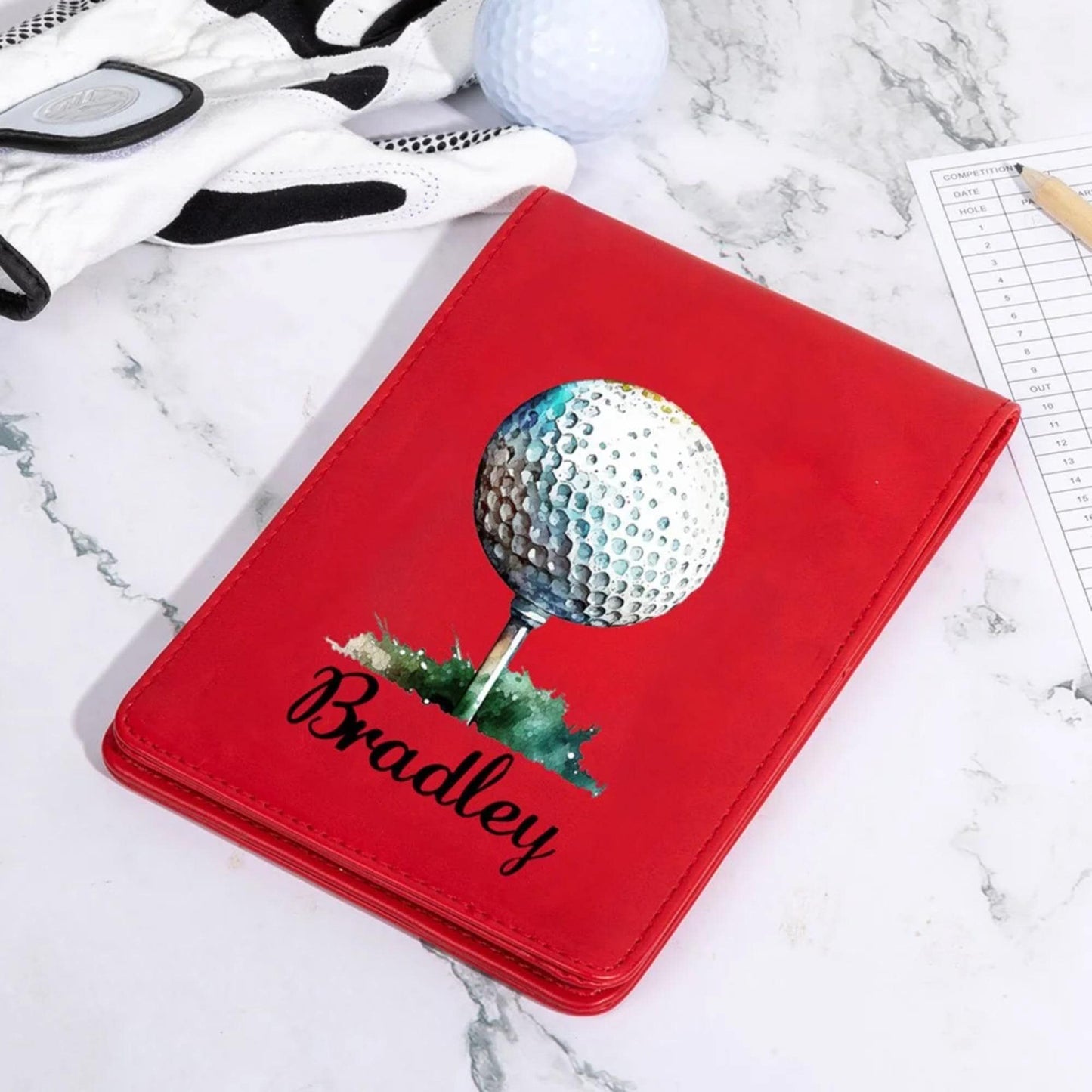 Custom PU Leather Golf Themed Design Scorecard Holder