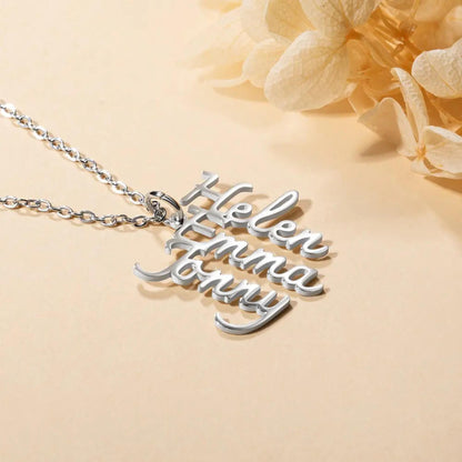 Personalized Family Names Necklace with Custom Name Charms