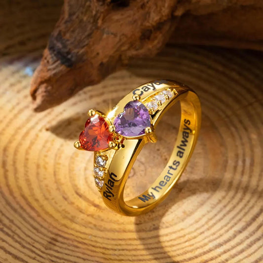 Personalized Multiple Name & Birthstone Ring
