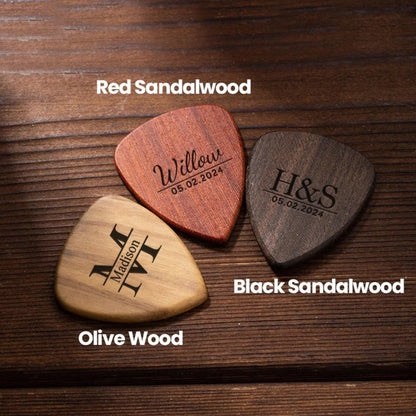 Personalized Wooden Guitar Picks Box with Custom Name