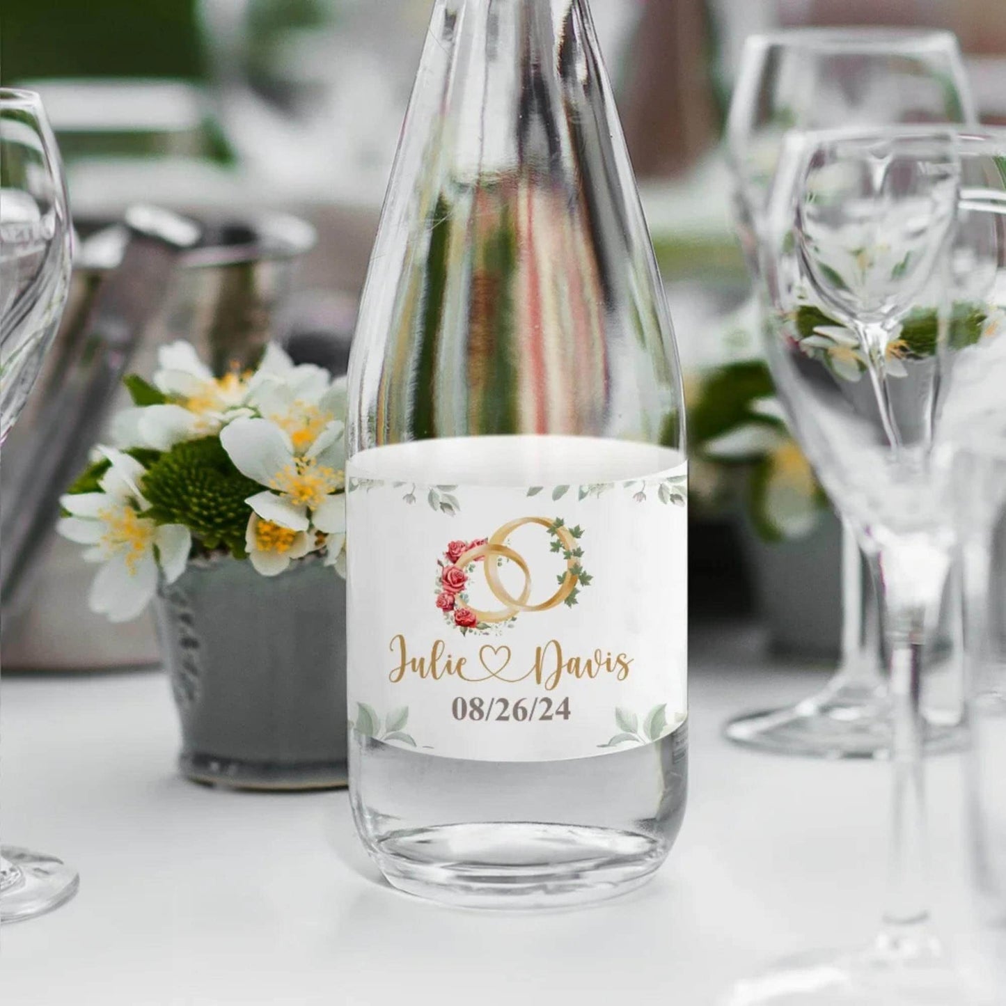 Custom Name Birth Flower & Tree Water Bottle Labels