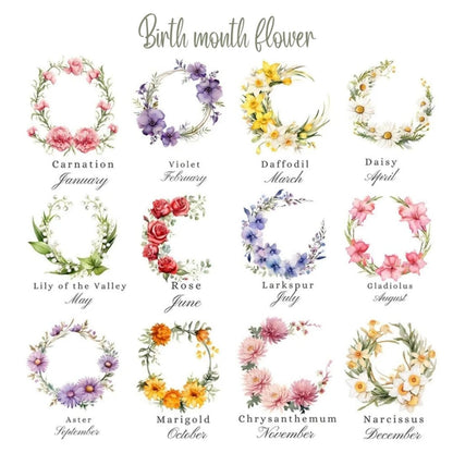 Custom Name Birth Flower & Tree Water Bottle Labels