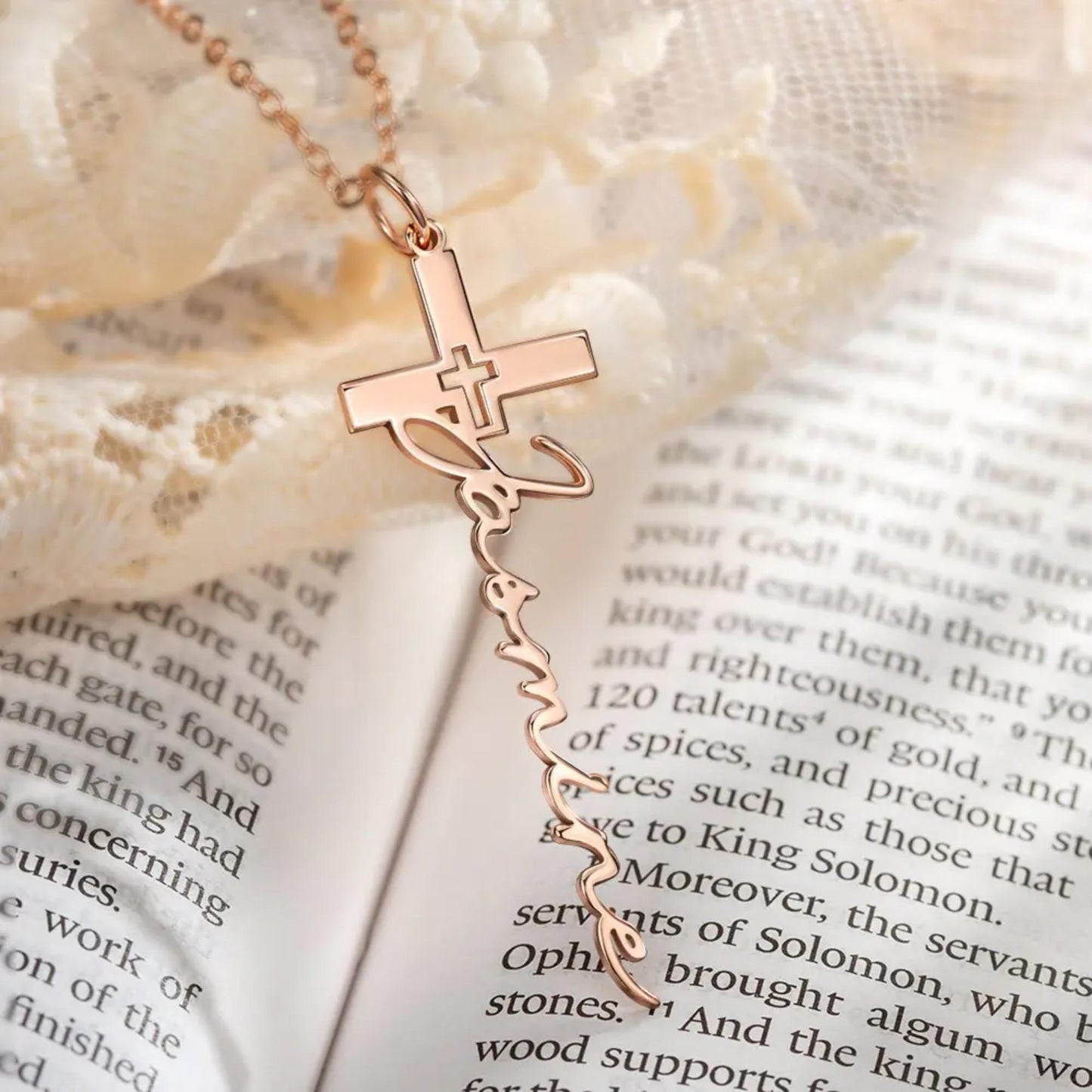 Custom Cross Name Necklace