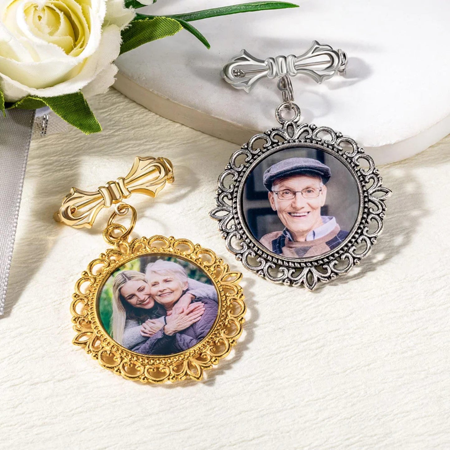 Personalized Photo Wedding Lapel Pin