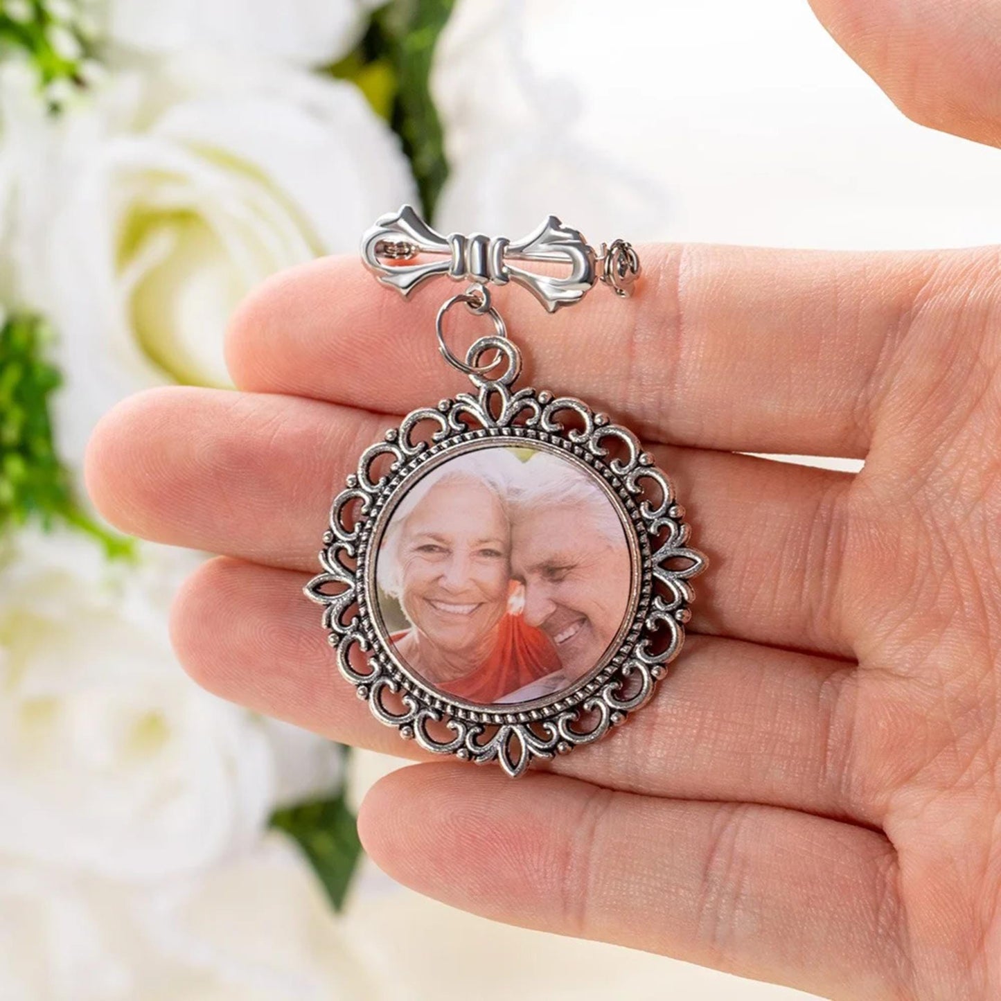 Personalized Photo Wedding Lapel Pin