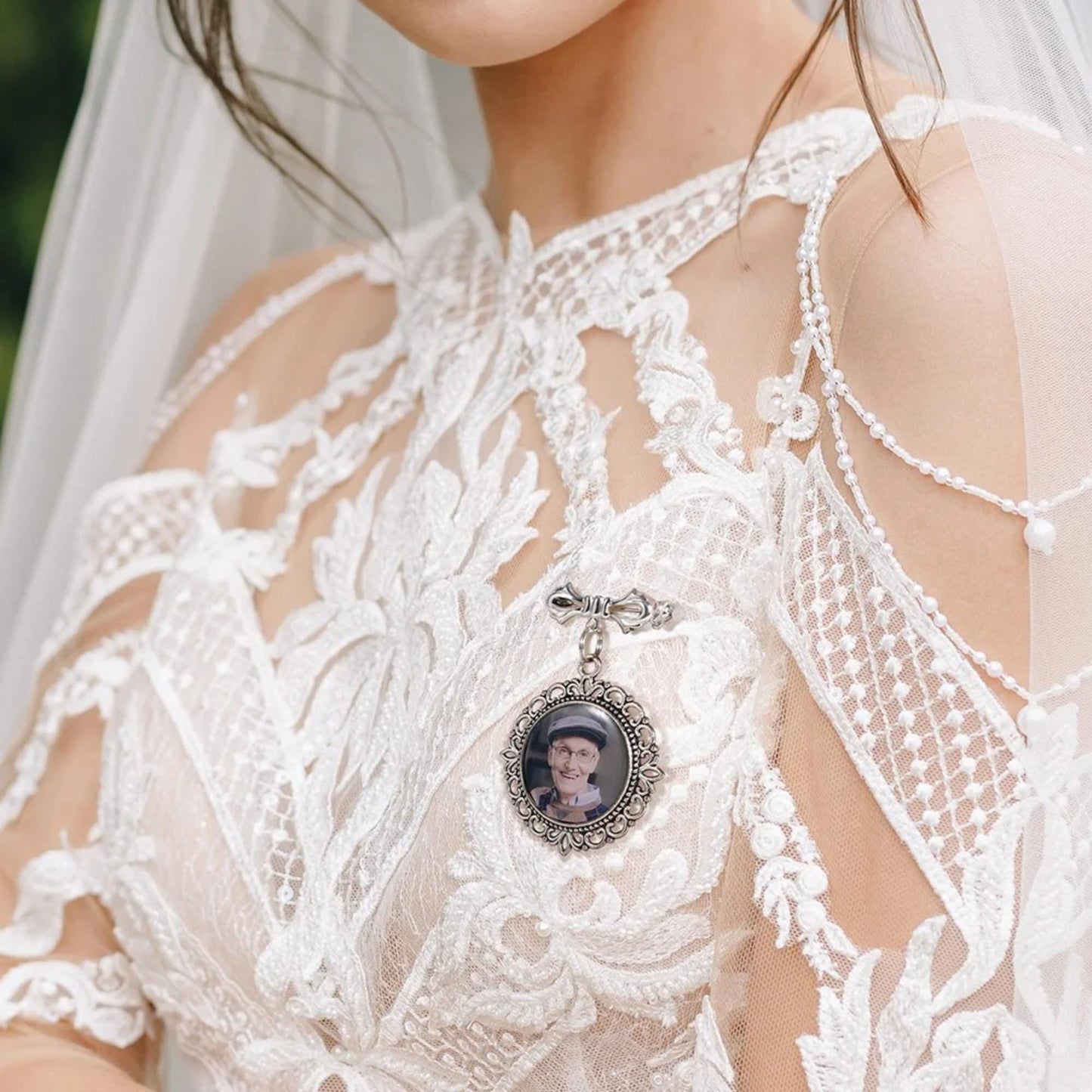 Personalized Photo Wedding Lapel Pin