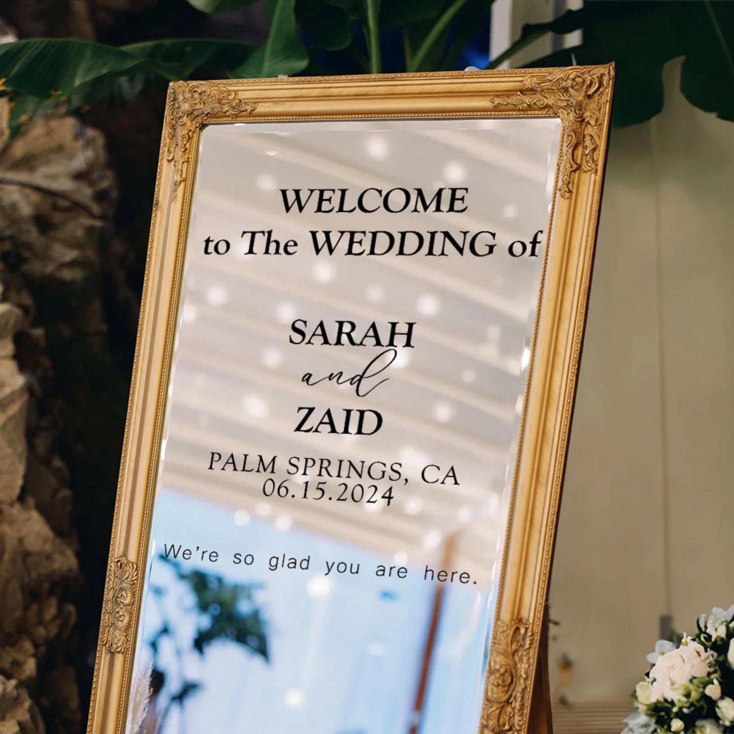 Custom Wedding Decal for Mirror Acrylic Cardboard