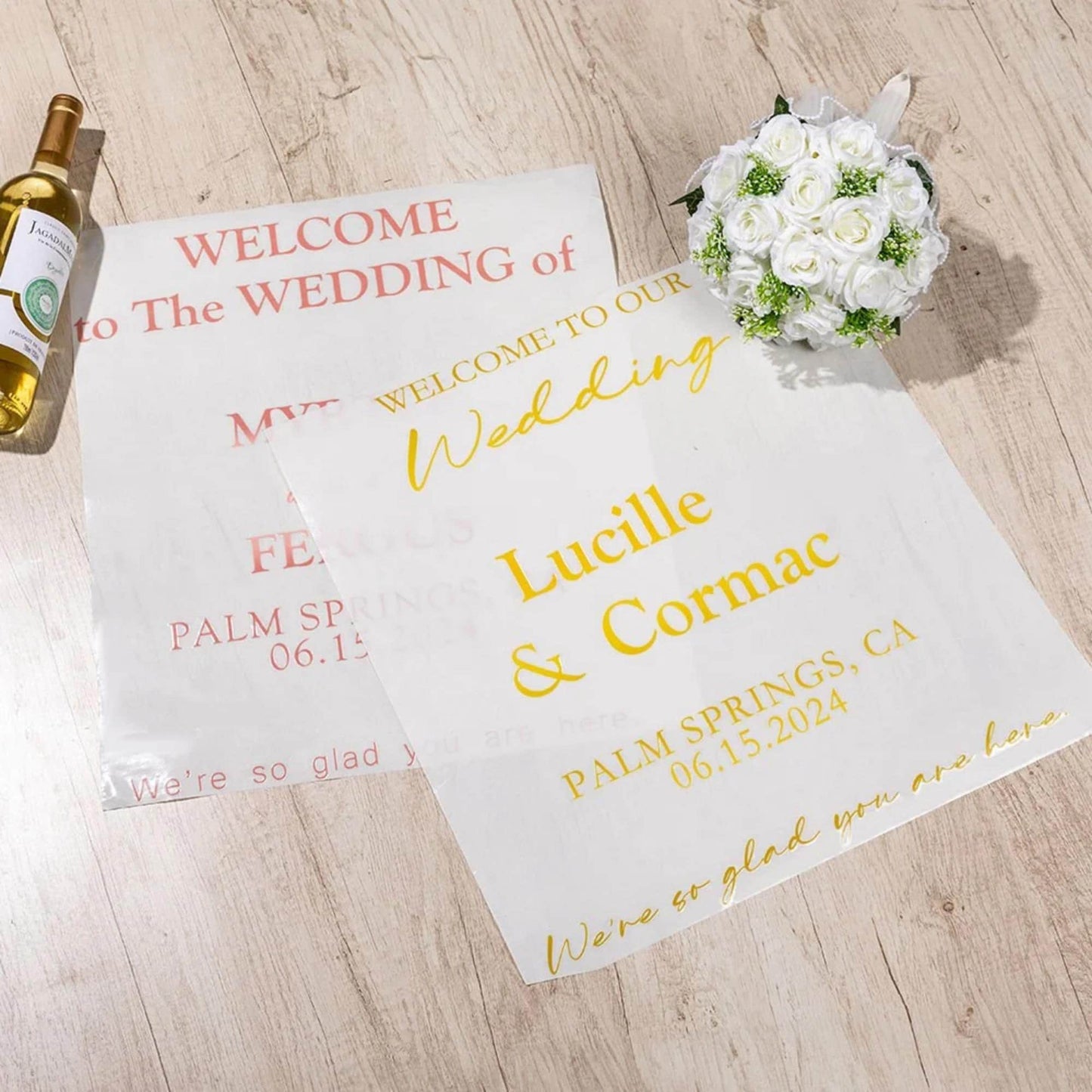 Custom Wedding Decal for Mirror Acrylic Cardboard