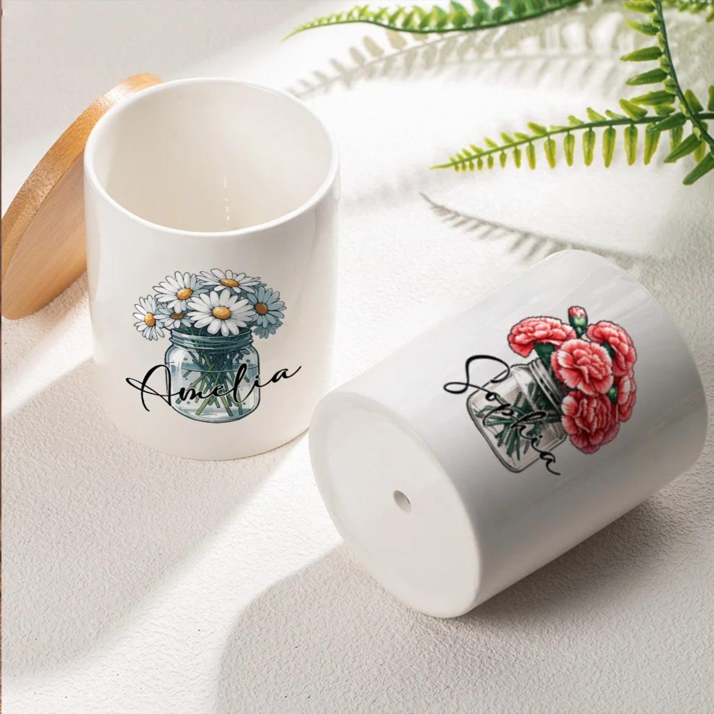 Personalized Birth Flower Pot with Name