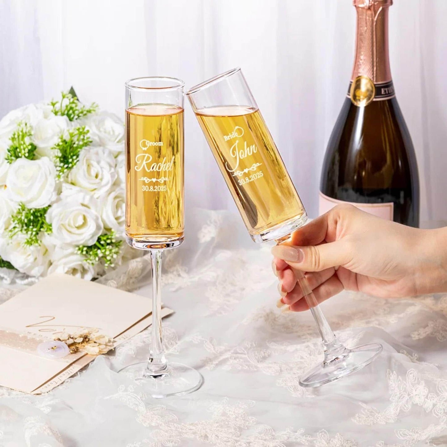 Personalized Champagne Flutes Set of 2