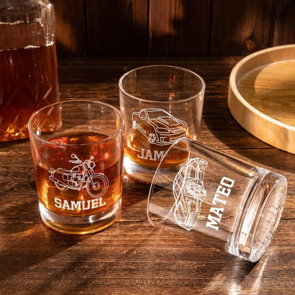 Personalized Car Photo Engraved Whiskey Glass
