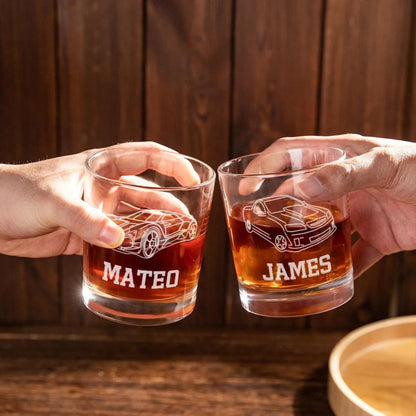 Personalized Car Photo Engraved Whiskey Glass
