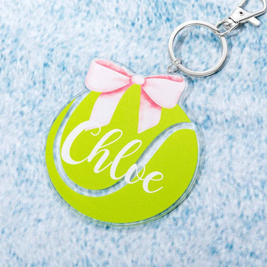 Personalized Tennis Bag Tag with Coquette Bow
