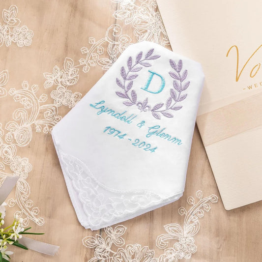 Custom Embroidered Wedding Handkerchief