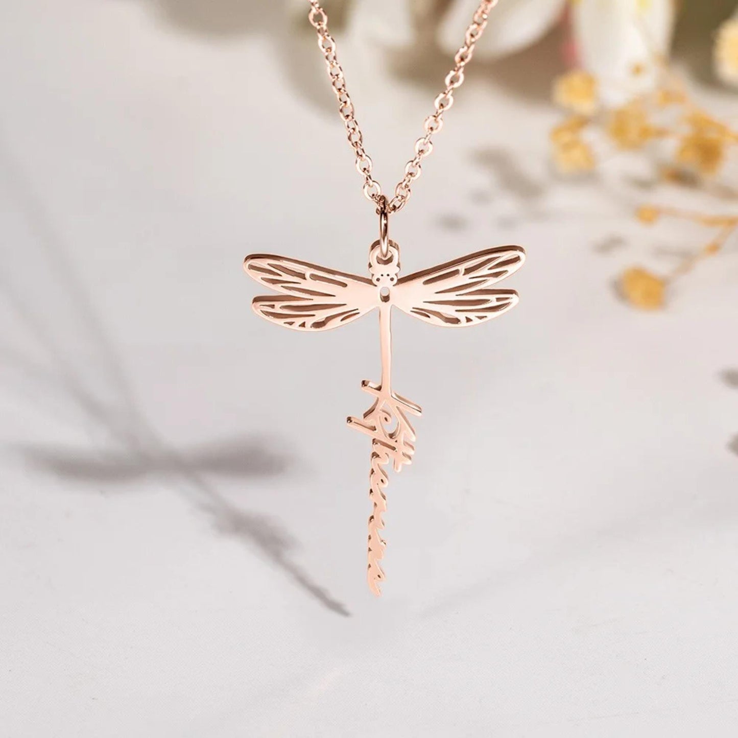 Custom Name Dragonfly Necklace