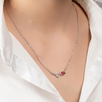 Personalized 3D Tulip Birthstone Necklace with Sideway Name