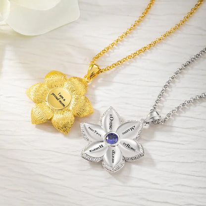 Personalized Star of Bethlehem Flower Birthstone Necklace