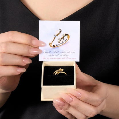 Personalized Birthstone Hug Ring with Inner Engraving