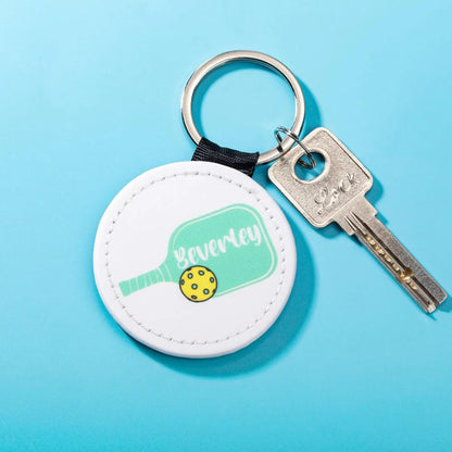 Personalized Leather Pickleball Keychain