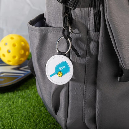 Personalized Leather Pickleball Keychain
