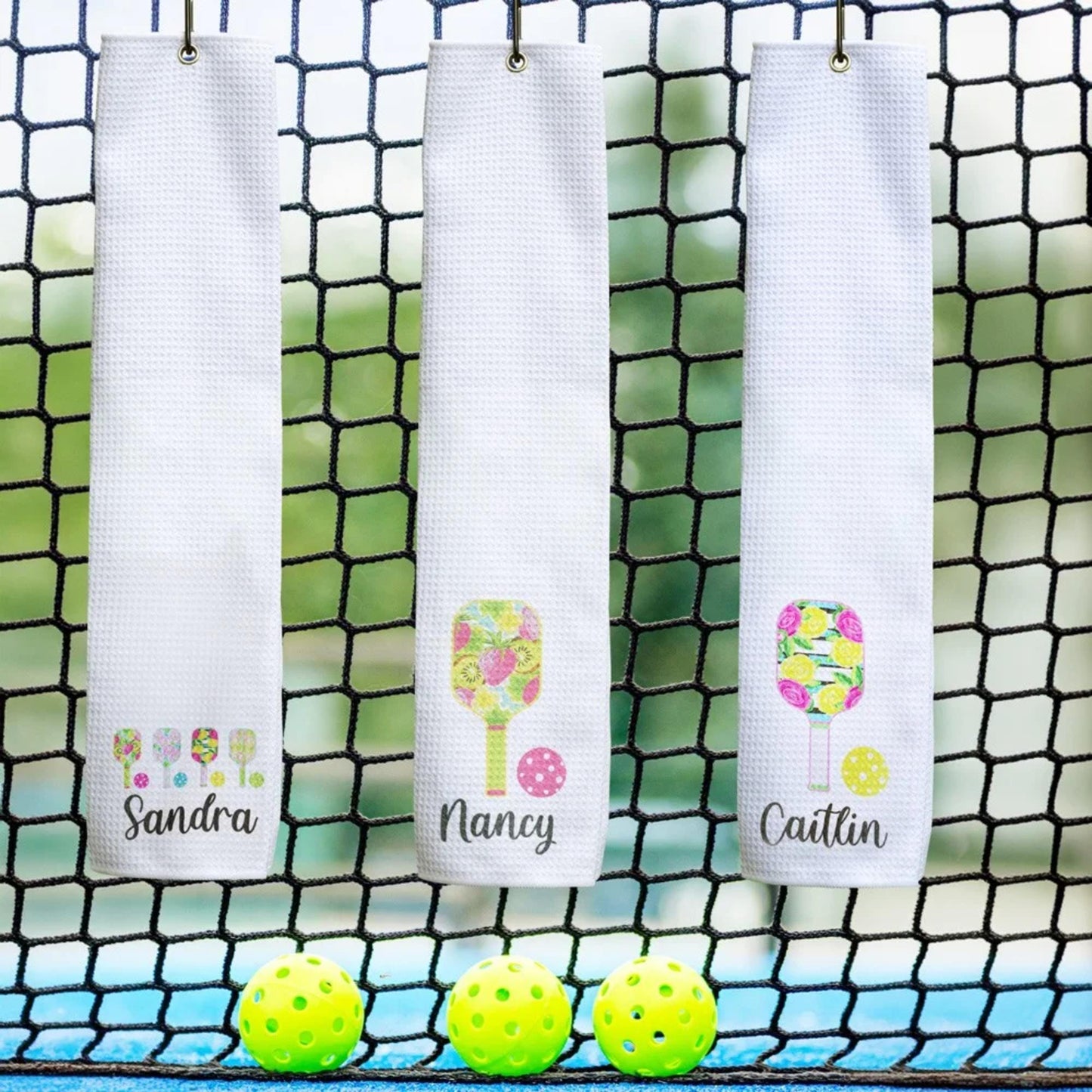 Personalized Pickleball Towel with Floral Fruit Design