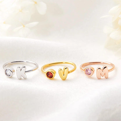 Personalized 3D Bubble Letter Birthstone Ring